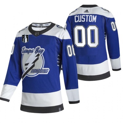 Tampa Bay Lightning Custom Blue Men's Adidas 2022 Stanley Cup Final Patch Alternate Authentic Player NHL Jersey